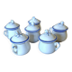 6 old cream pots