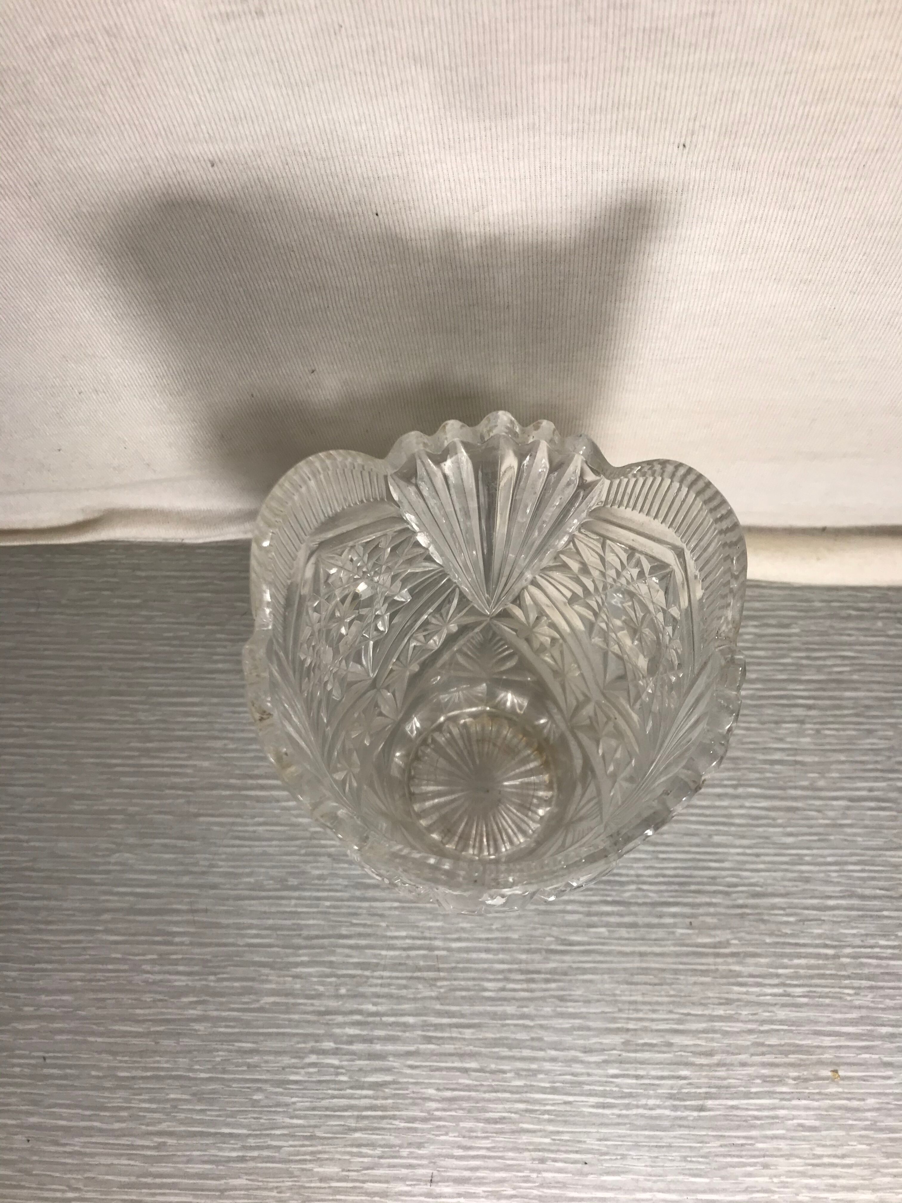 Ancient Crystal Vase Cut Made In France Vintage