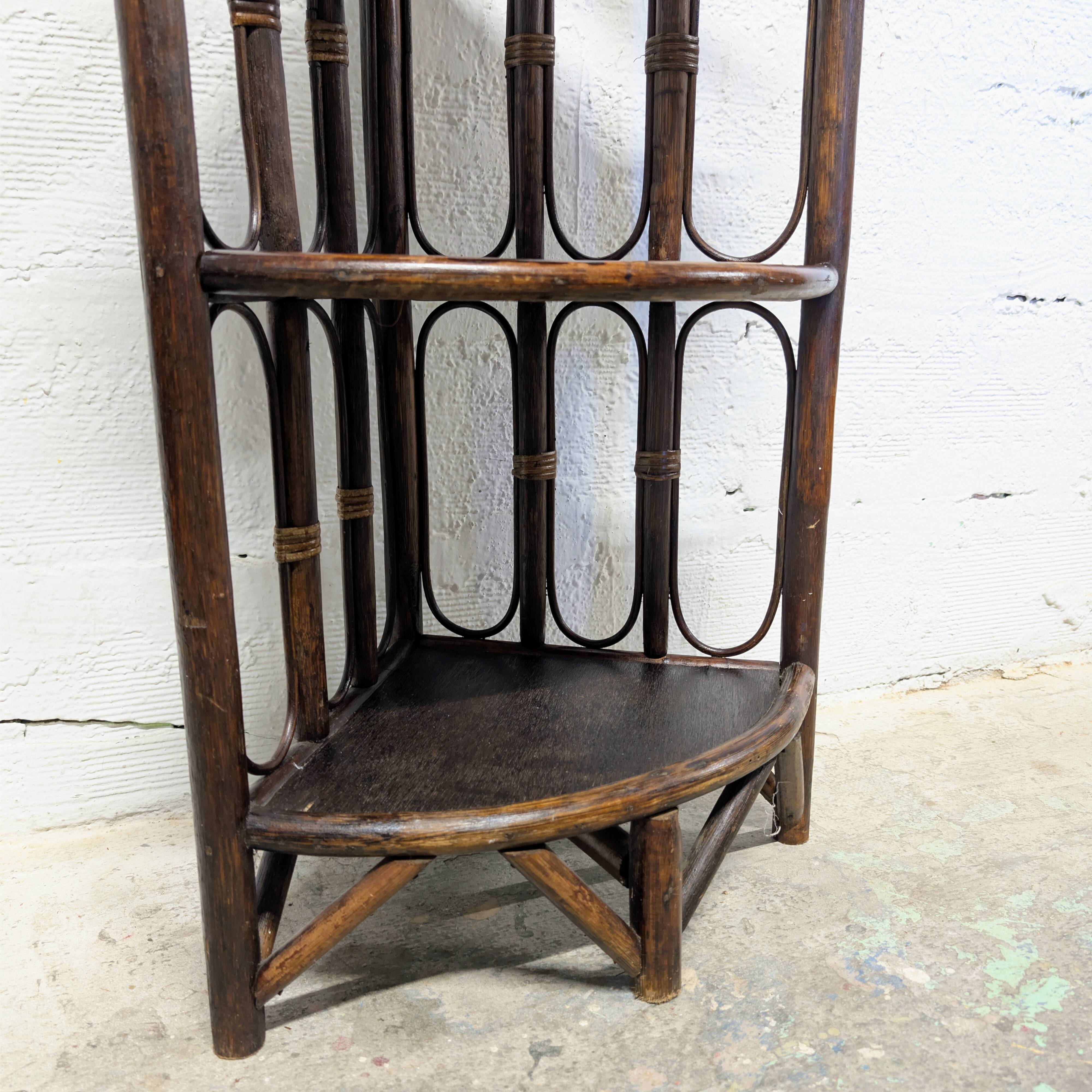 Rattan corner shelf