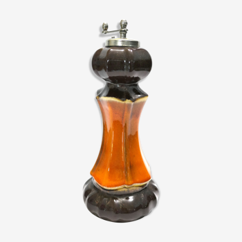 Rare ceramic pepper mill type Vallauris annés 60-70 orange