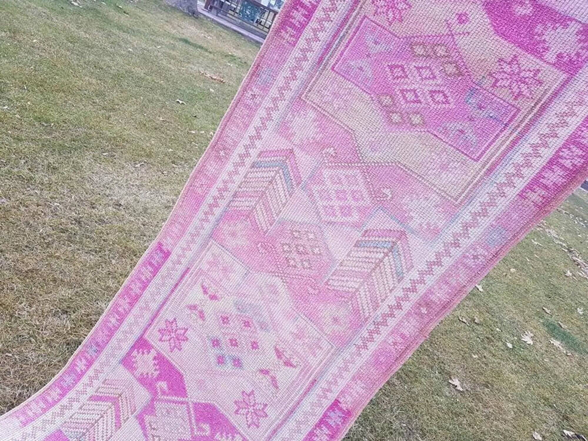 Vintage Turkish hallway rug 84x403 cm
