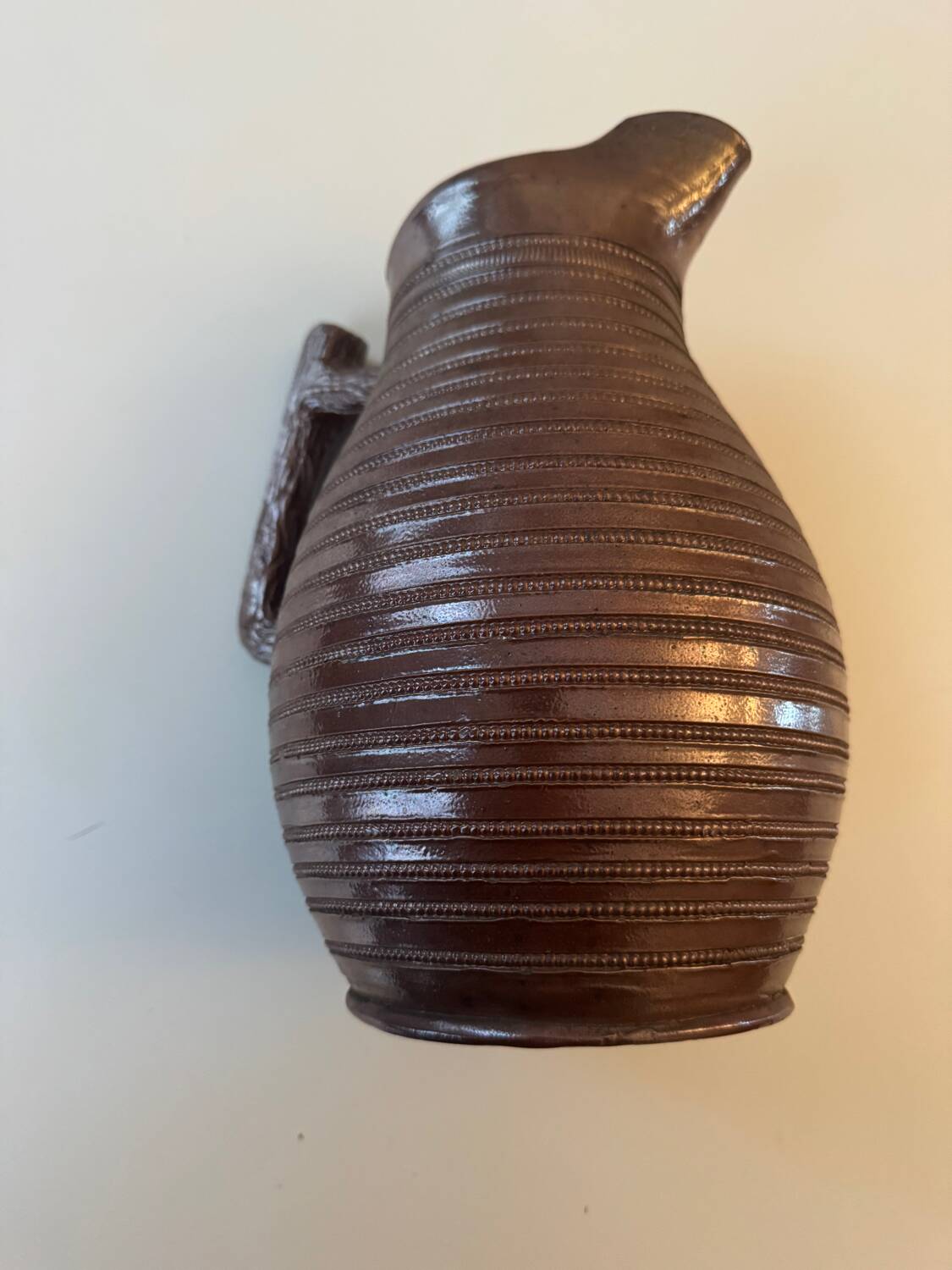 Large antique ceramic stoneware jug, glazed, 1950.
