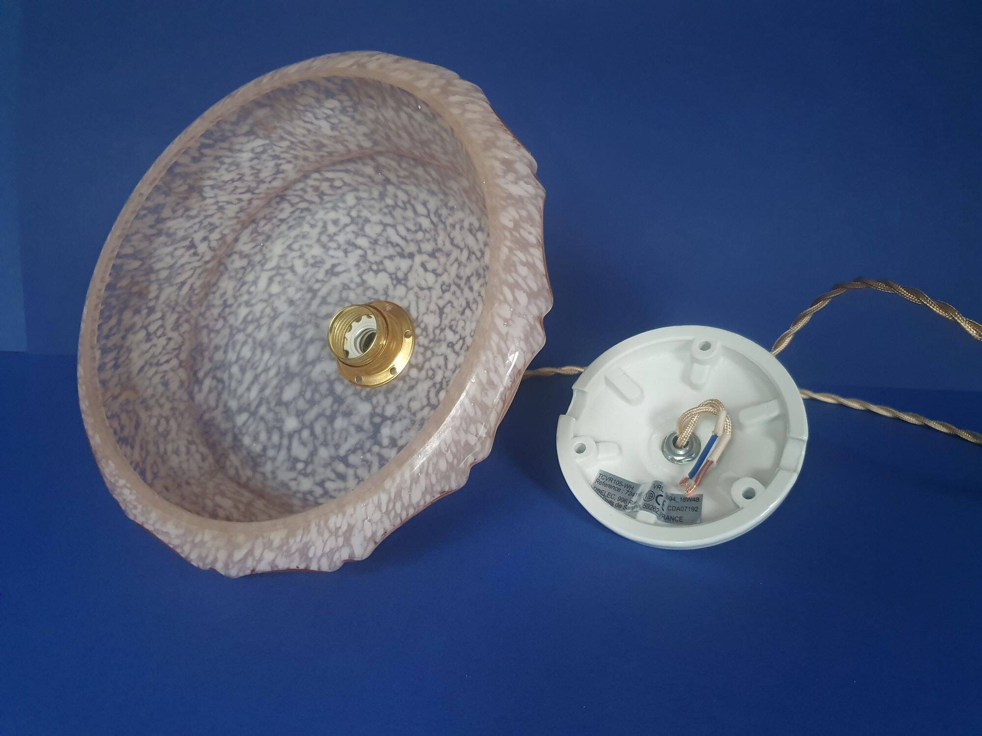 Art Deco pendant lamp from the 30s and 50s, vintage France - newly electrified