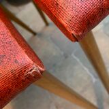 Chaises pieds compas skaï 1960
