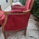 Lot 2 fauteuil voltaire médaillon bergère rouge bois sculpture