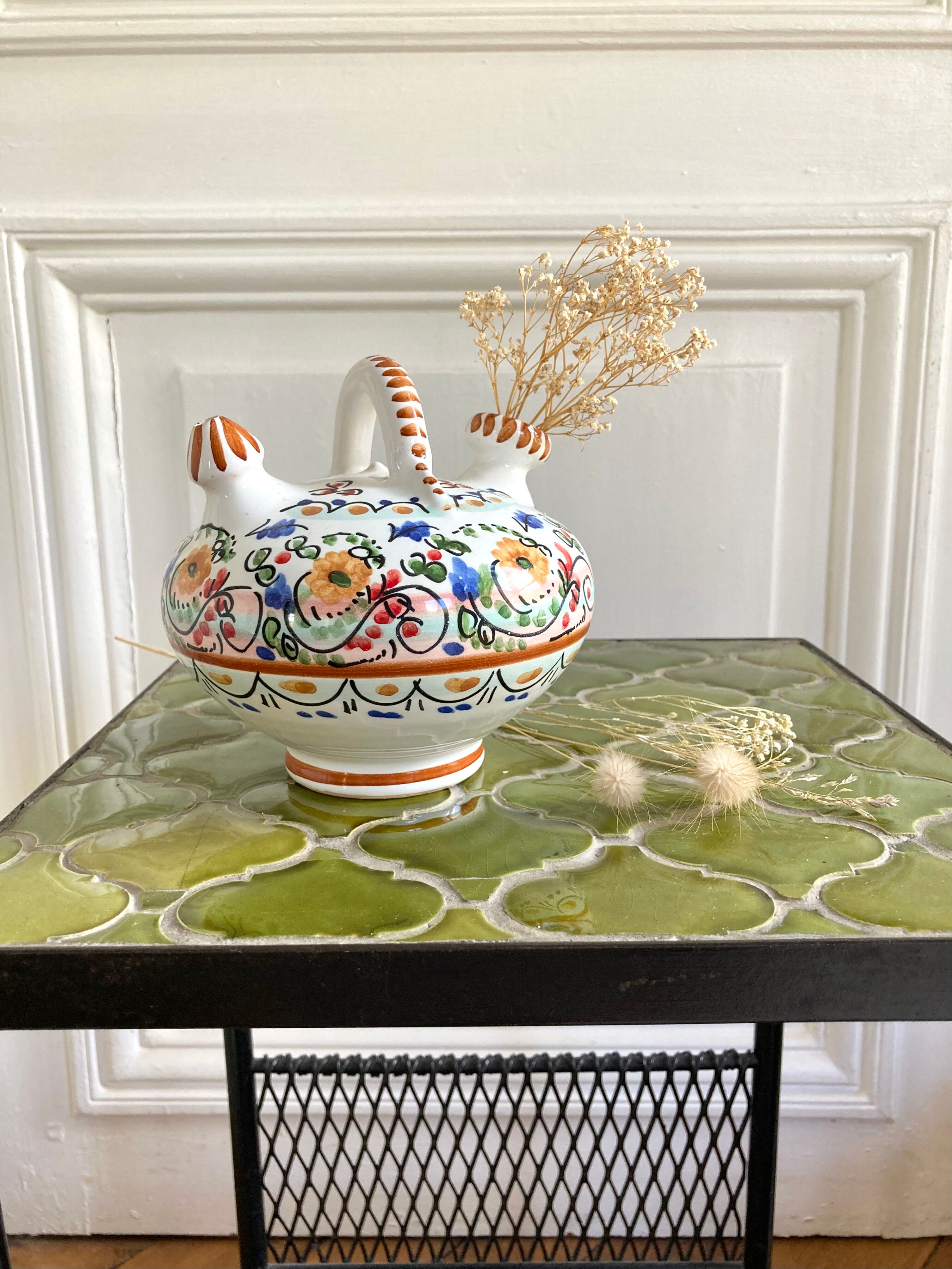 Gargoulette jug ceramic flower spade