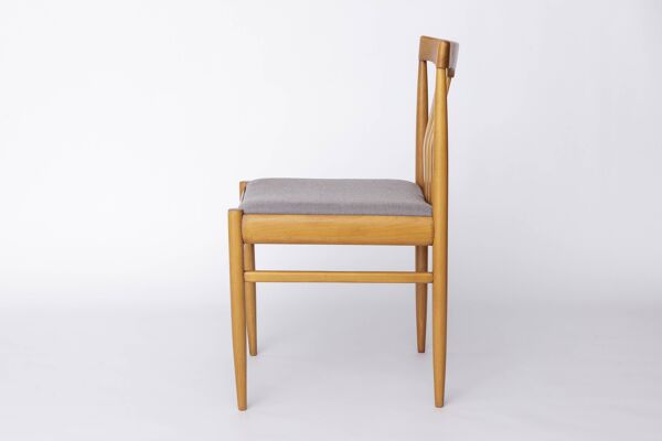 4 chaises de salle à manger en hêtre et tissu, Allemagne années 1960