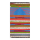 Tapis de couloir vintage turc Oushak fait main en laine et coton bleu, années 1970