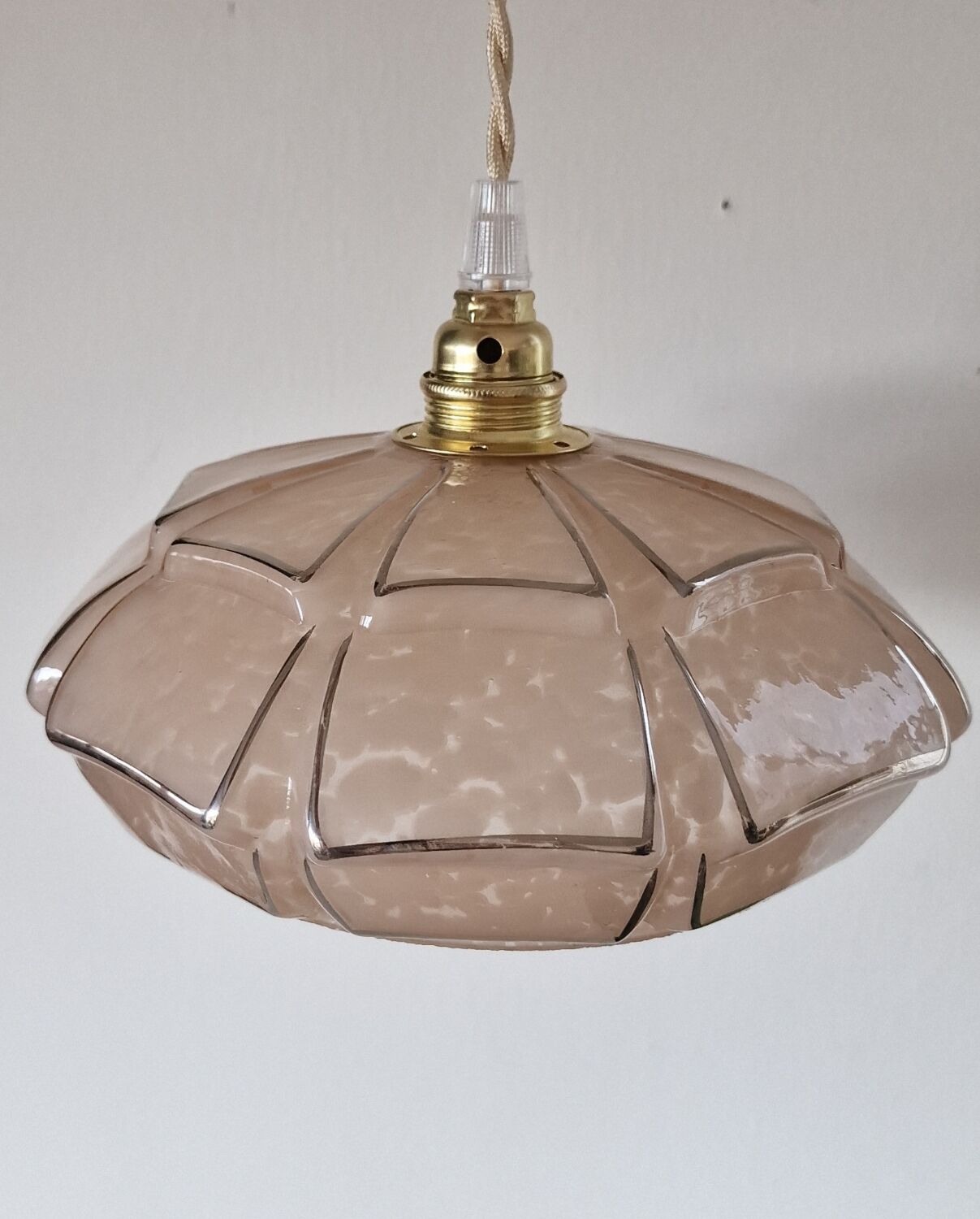 Art Deco pink glass portable or pendant lamp from Clichy