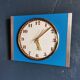 Vintage formica clock rectangular silent wall clock "Jaz golden blue"