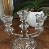 Three-pointed glass candlestick