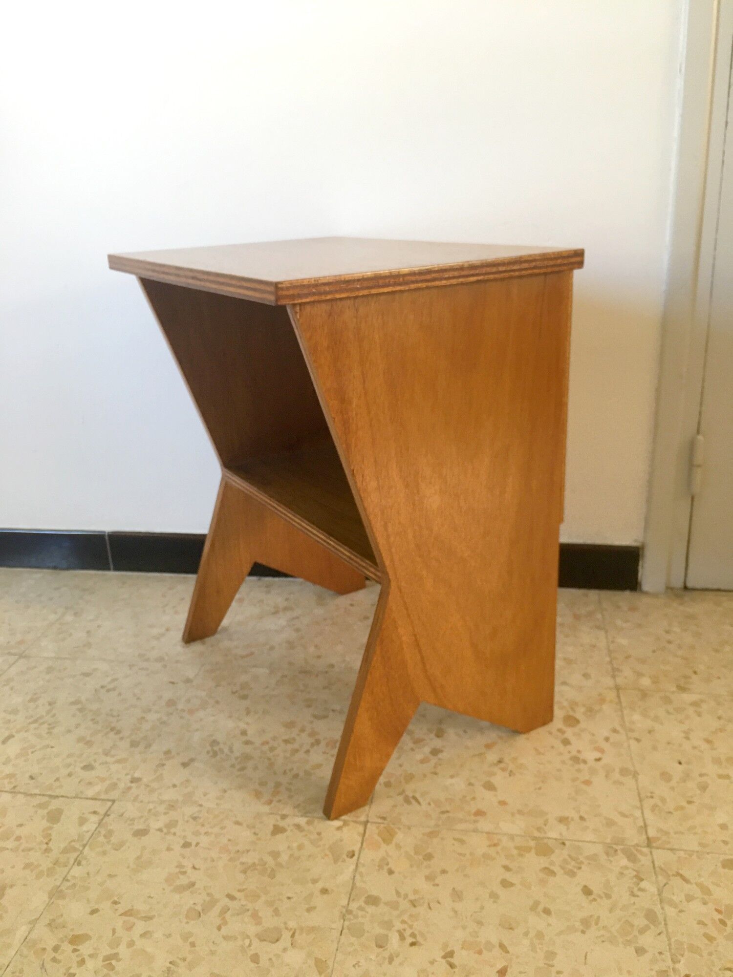 2 vintage bedside tables compass feet 50s