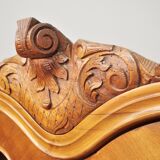 Showcase in fir wood and carved walnut, early 1900s