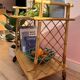 Rolling side table, serving cart, vintage rattan and wicker 60.