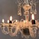 Venetian chandelier in transparent Murano glass with 10 light arms, circa 1980.