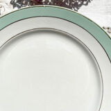 6 assiettes plates badonviller en faïence blanche verte dorée