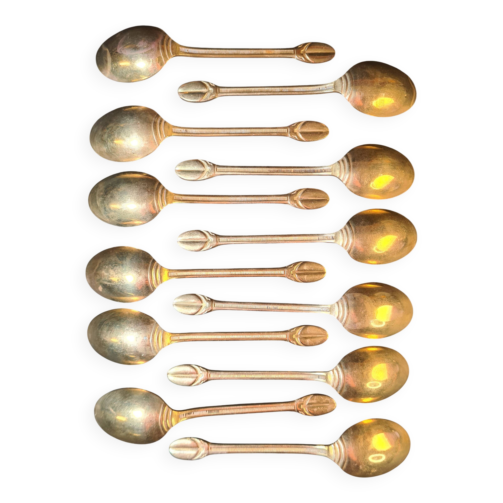 Title: Set of 12 Small Moka Spoons Gold-Plated – Vintage Elegance