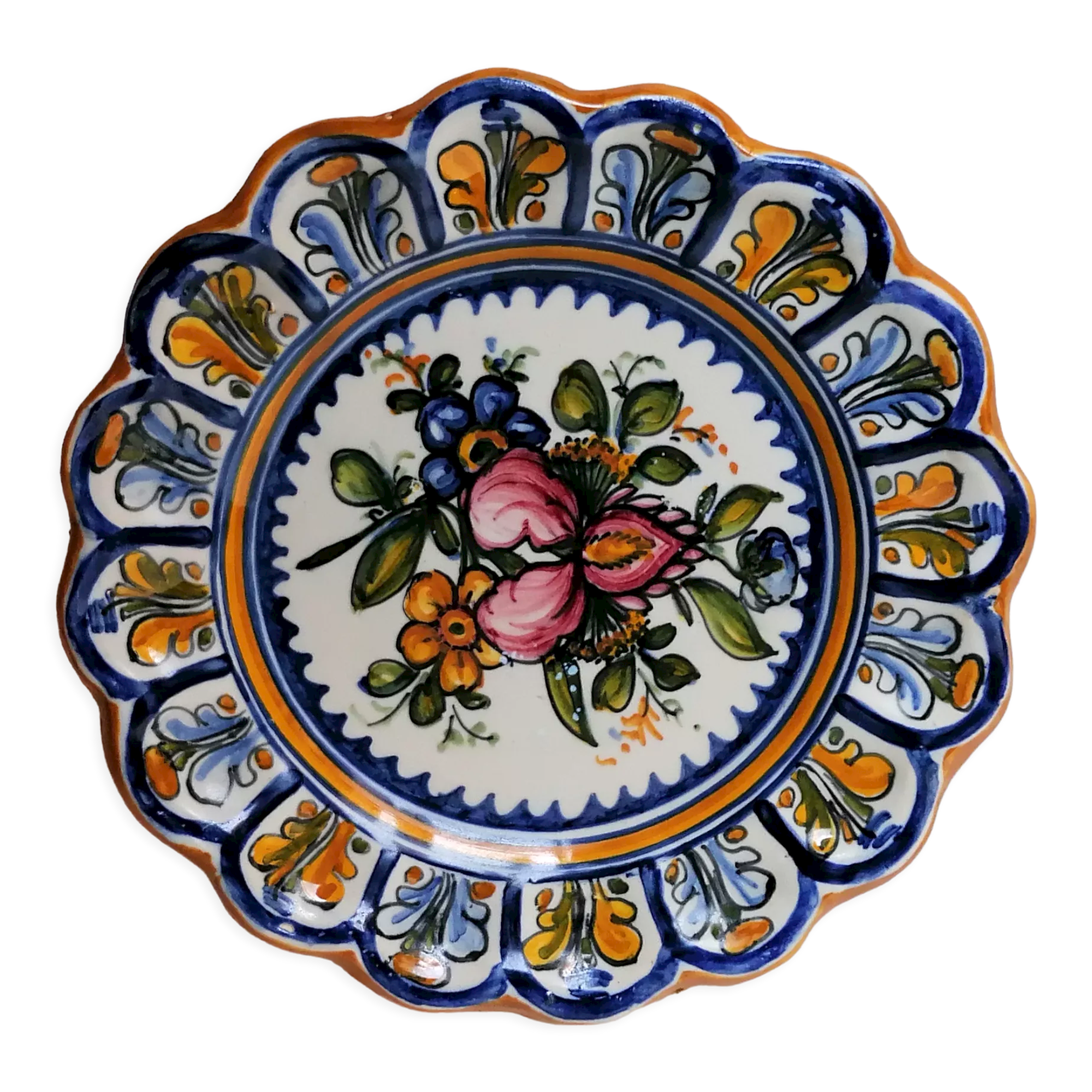 Spanish glazed stoneware talavera plate