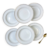 6 deep plates in white and gold porcelain, Bavaria model "Annabell"