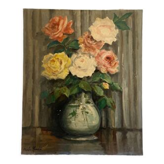 Huile sur toile nature morte