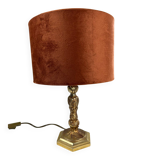 Brass and velvet lamp