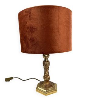 Brass and velvet lamp