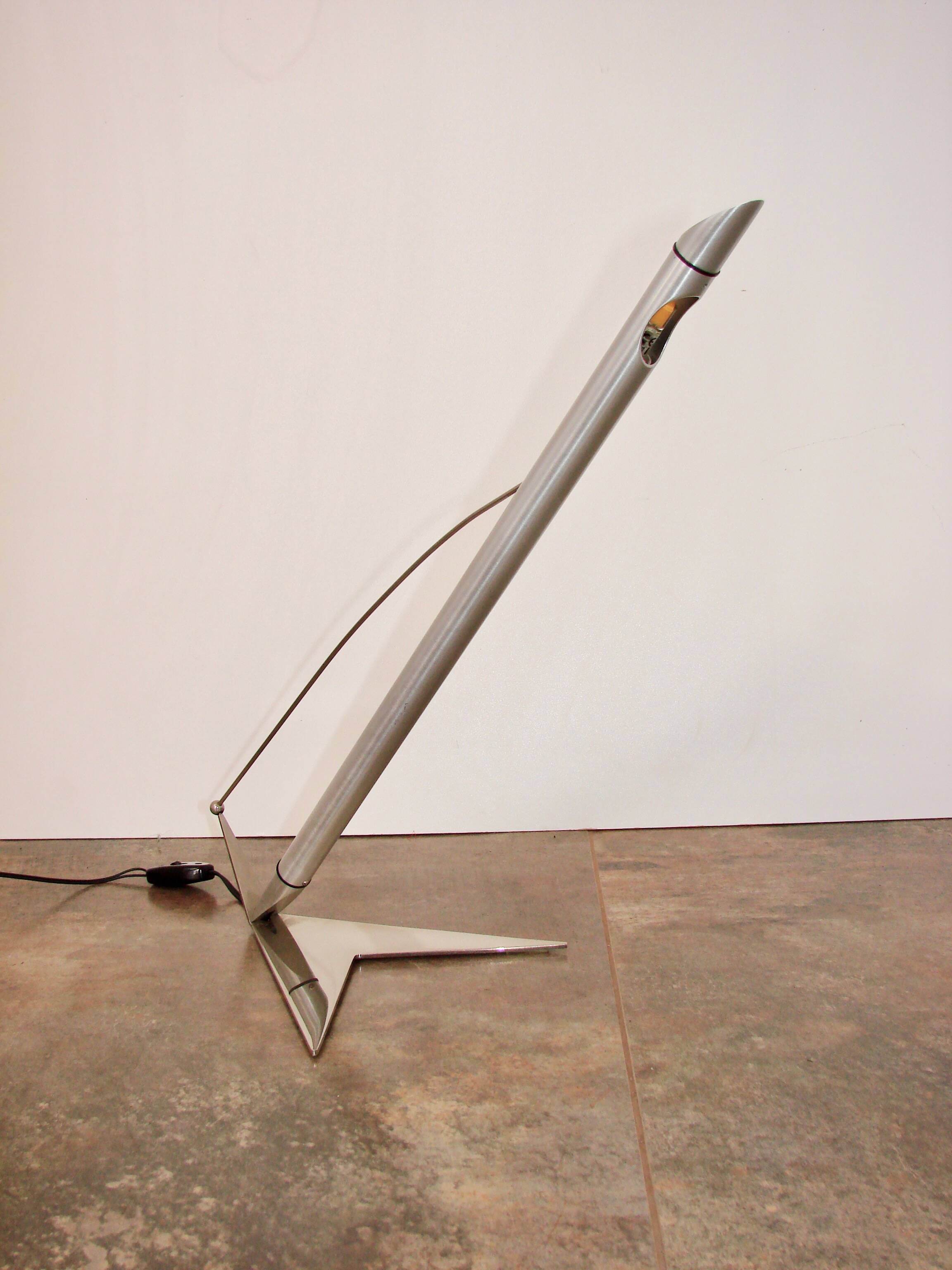 1990s Space Age lamp, nickel-plated brass and aluminium, 40 cm