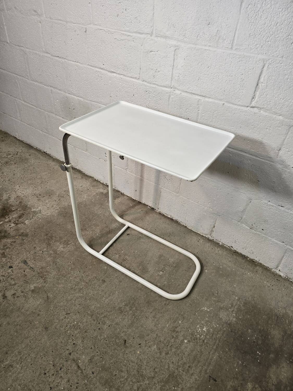 1970s adjustable side table in white lacquered metal