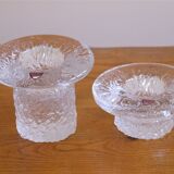 Pair of Scandinavian glass candle holders from Orrefors