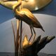 Heron lamp, golden brass animal style