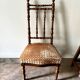 Turned wood and ochre velvet chair