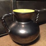 Vase en céramique noir irisé et jaune