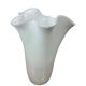 White pleated glass vase fidrio