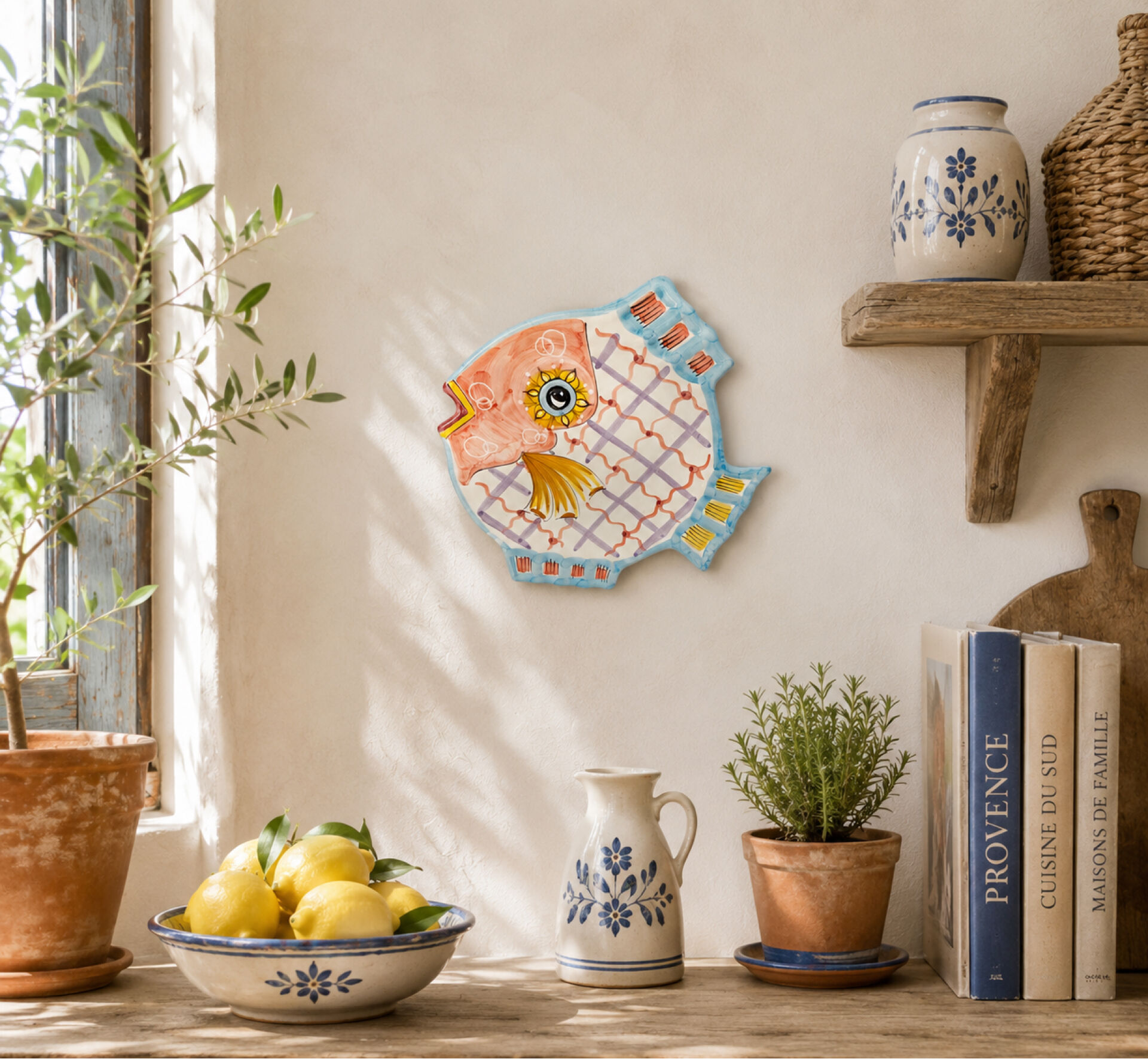 Hand-painted ceramic fish plate – Vietri sul Mare, Italy