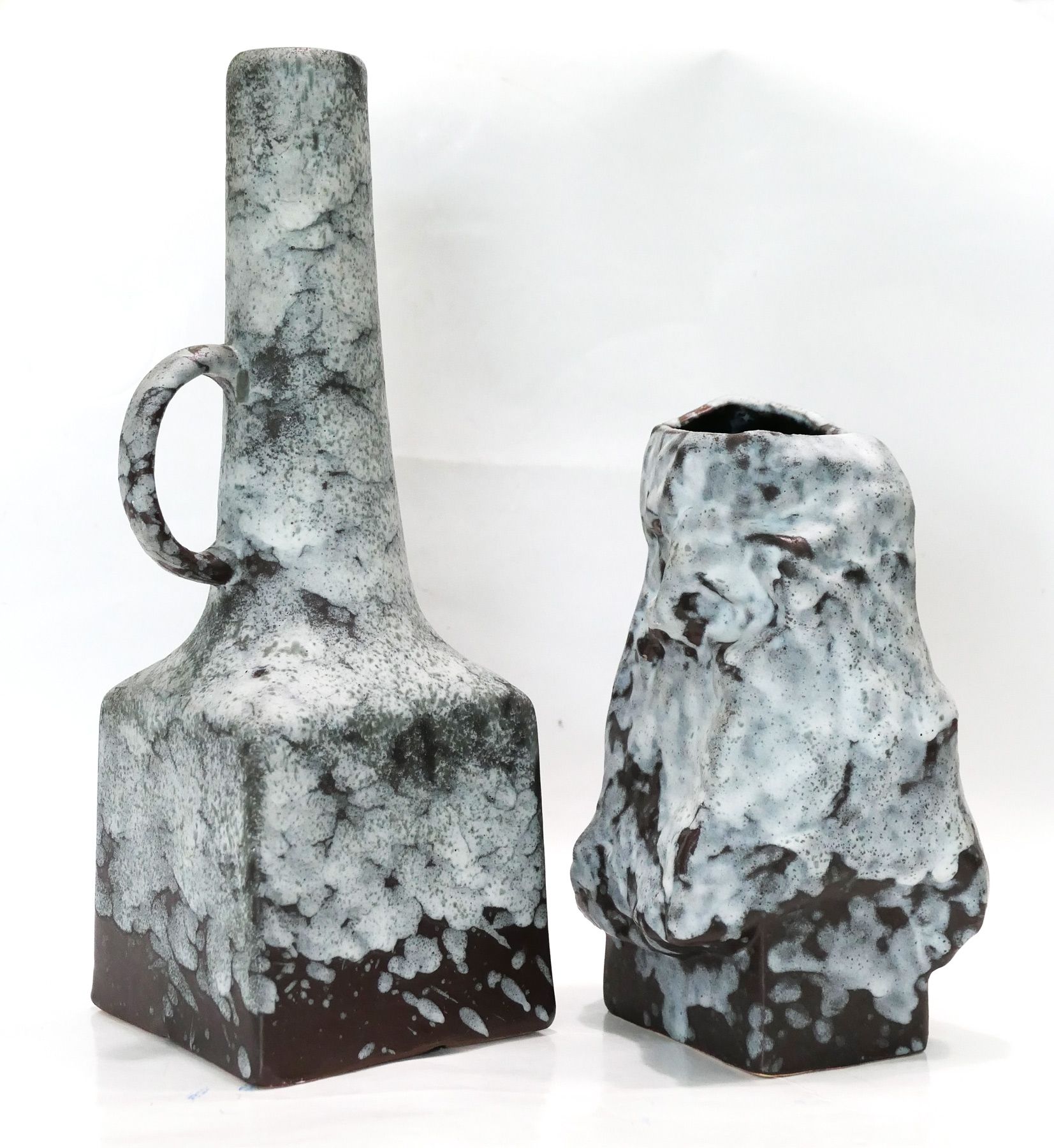 Duo of modernist ceramic vases and brutalist 1960-70 by ES-Keramik Germany