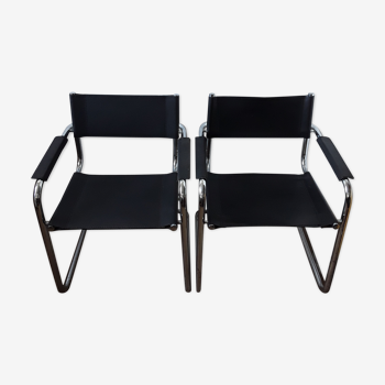 Paire de fauteuils cantilever S34 cuir et chrome années 60/70
