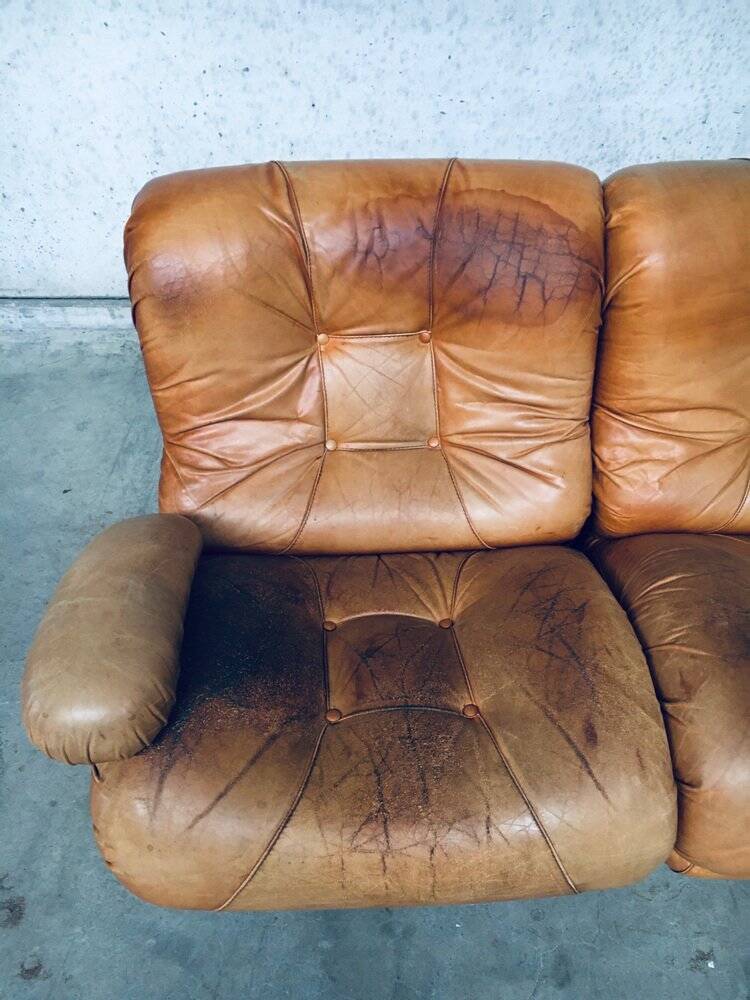 Mid-Century Modern Italian Leather Sectional Sofa by Ipe, Italy, 1970s, Set of 5