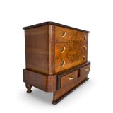 Commode italienne Art déco en ronce de noyer, années 1920