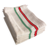 6 antique mixed tea towels with wide stripes