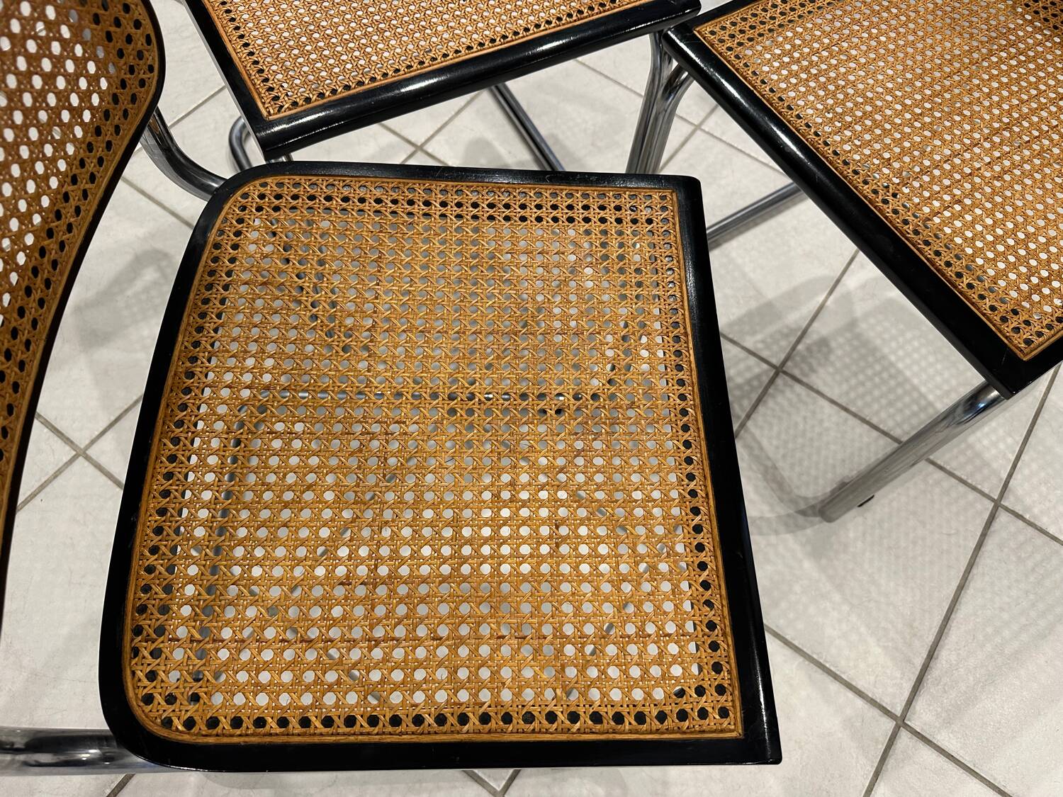 Set of 3 Cesca B32 chairs by Marcel Breuer, 1984.