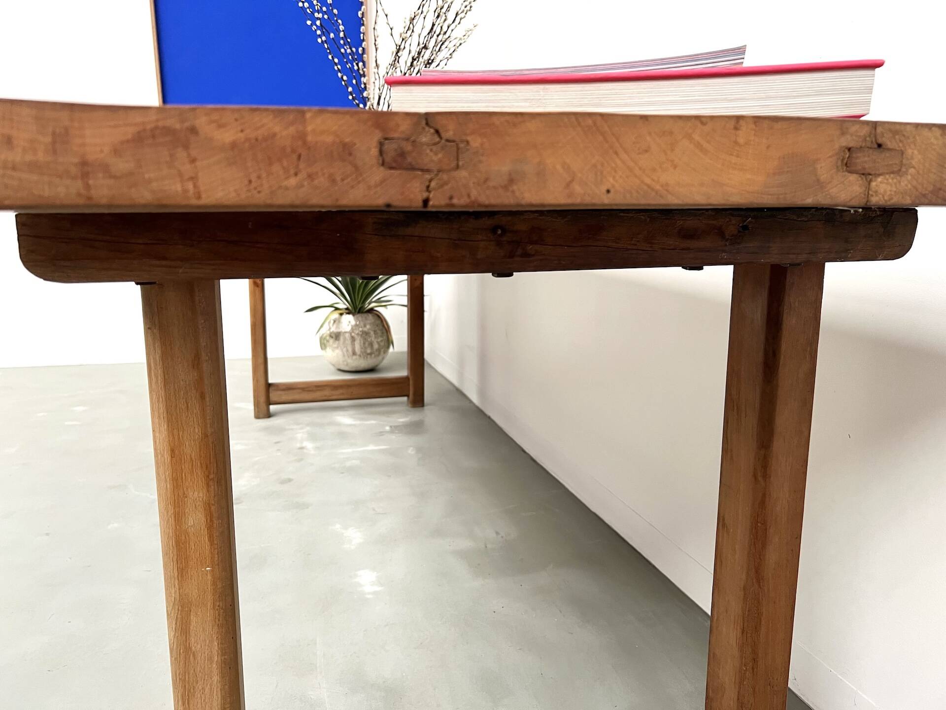 Large brutalist beech farmhouse table