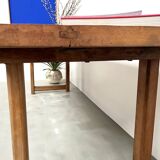 Grande table de ferme brutaliste en hêtre