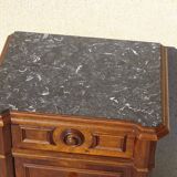 Nightstand with false drawers in walnut and marble, Louis Philippe
