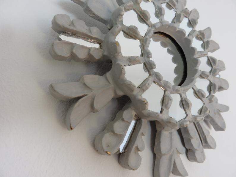 Wooden sun mirror with art deco inlays 40/50