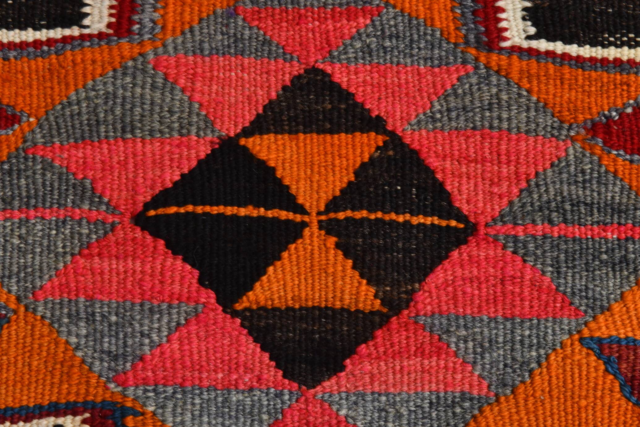 Red & Orange Oriental Kilim Runner Rug, 105x340Cm