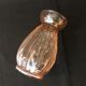 Antique art deco hyacinth vase in pink molded glass leaf pattern