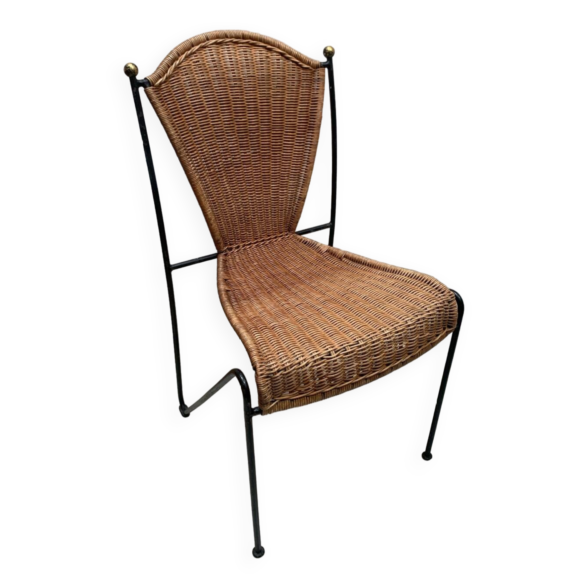 Metal and wicker chair
