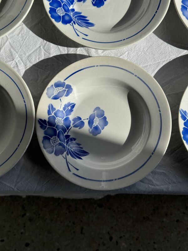 Lot de 14 assiettes creuses anciennes Moulin des Loups Hamage Modèle Edmond
