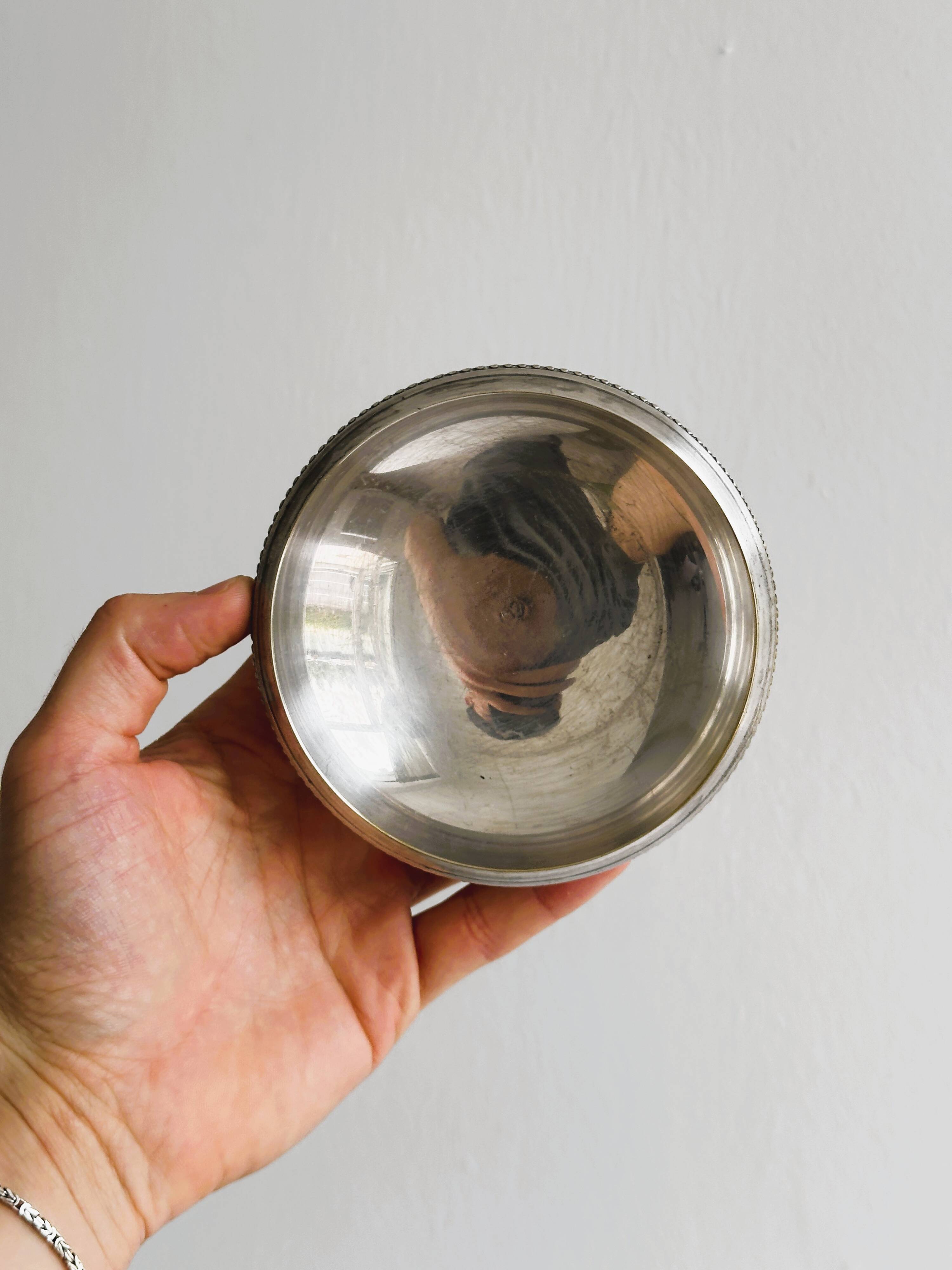 Silver-plated metal presentation bowl