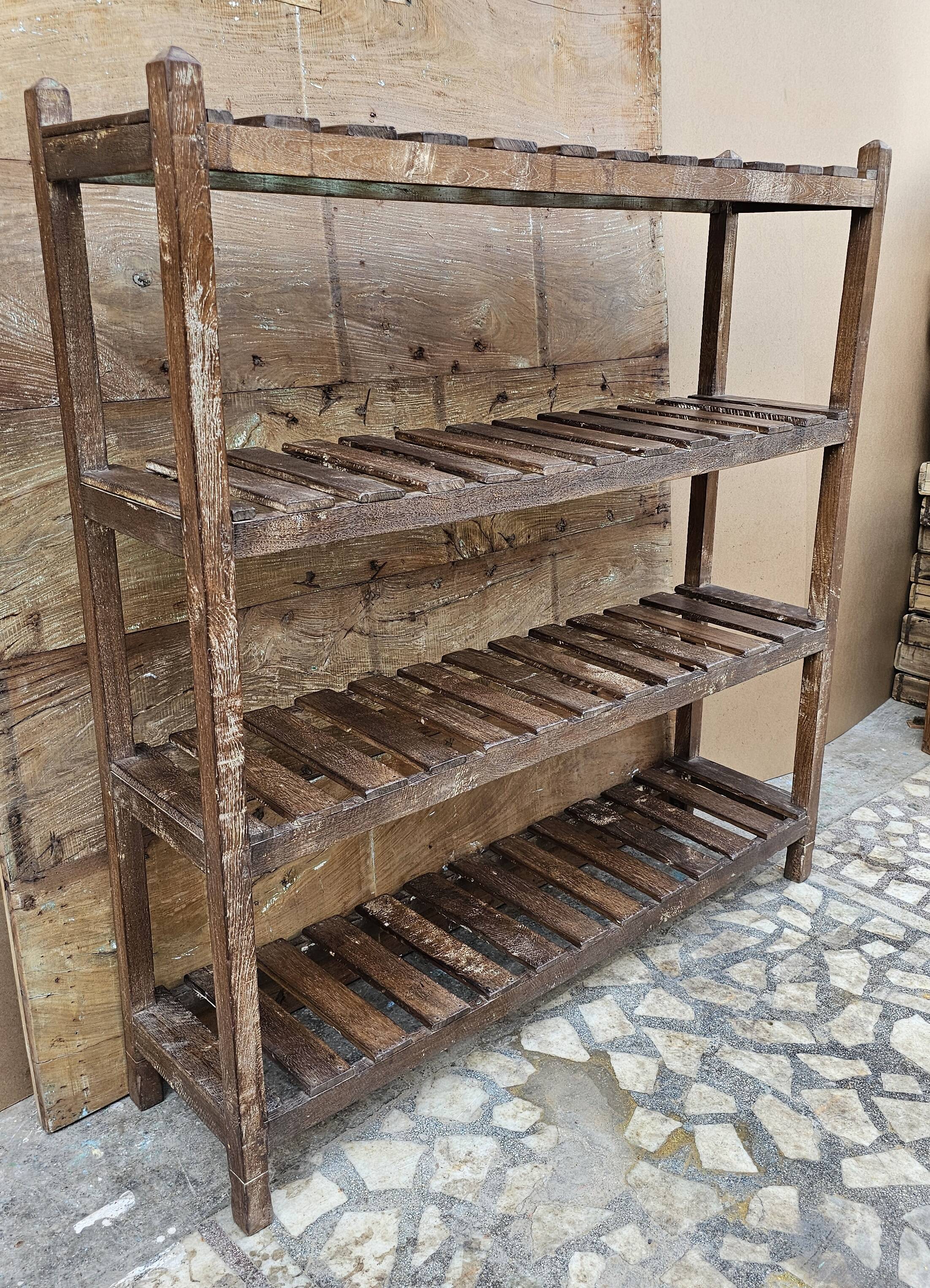 Antique Burmese teak workshop rack - shelf